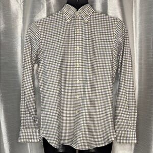 Ralph Lauren Men’s Small Ivory Checkered Long Sleeve Cotton Button Down Shirt